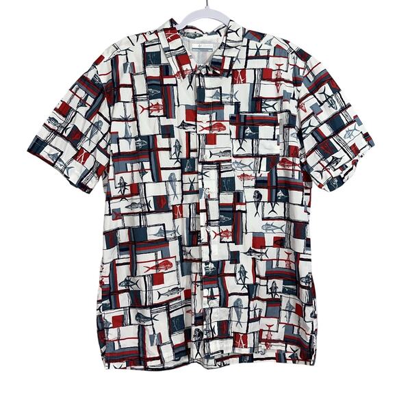 Columbia PFG Mens Vented Trollers Sea Life Patriotic Print Shirt size Medium - Picture 1 of 11